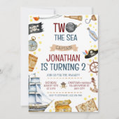 Invitation Deux The Sea Pirate Ship 2e fête d'anniversaire (Devant)