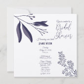 Invitation Deux Tons Violet Folk Art Floral Douche (Devant)