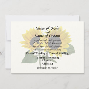 Invitation Deux tournesols, l'un regardant vers le haut, l'au