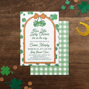 Invitation Deux trèfles Chanceux Charms Fête de Naissance Jum
