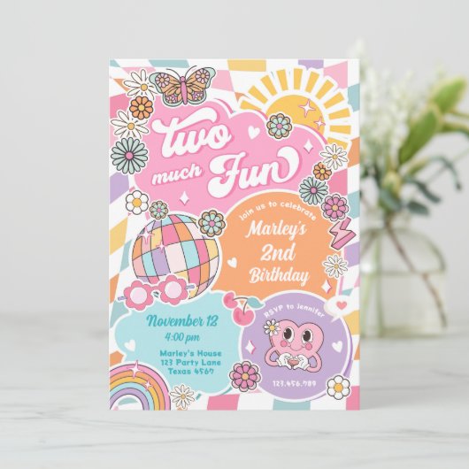 Invitation Deux très amusant Super Retro Preppy Varsity Anniv (Debout devant)