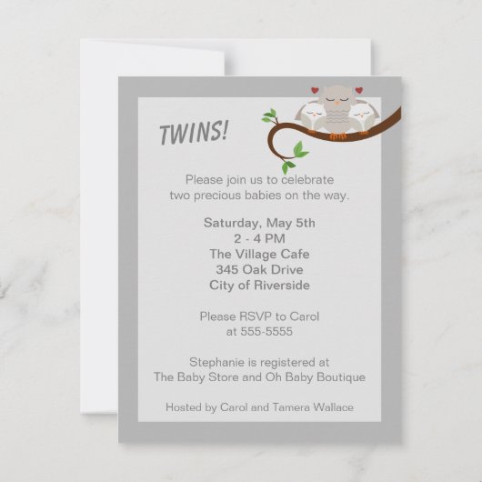 Invitation Deux Trous D'Un Baby shower Neutre (Dos)