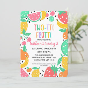 Invitation Deux tti Fruity Girls 2e anniversaire