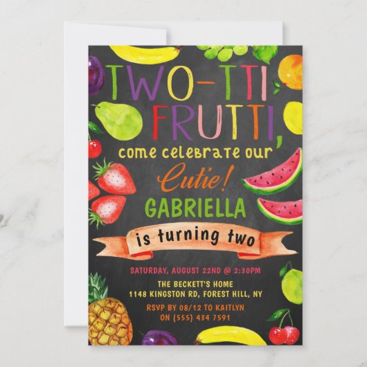 Invitation Deux tti Frutti 2e anniversaire (Devant)