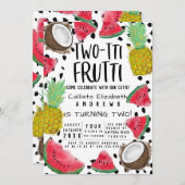 Invitation Deux tti Frutti Cute Fruit Aquarelle 2e anniversai (Devant / Derrière)