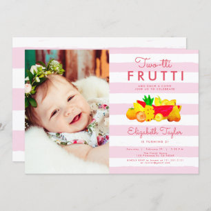 Invitation Deux tti Frutti, photo rose du 2e anniversaire tro