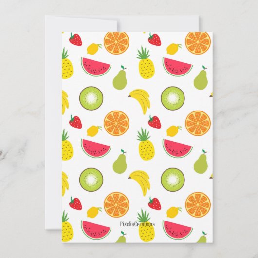 Invitation Deux tti Frutti, Tropical, Fruit, Fille 2e anniver (Dos)