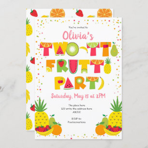 Invitation Deux tti Frutti, Tropical, Fruit, Fille 2e anniver