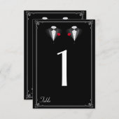 Invitation Deux Tuxedos avec Red Rose Gay Mariage Numéro de t (Devant / Derrière)
