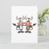 Invitation Deux vaches de dessin (Debout devant)