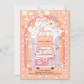 Invitation DEUX Van Daisy Hippie Groovy des années 70 2e Anni (Devant)