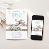 Invitation DEUX Vélos rapide course voiture Anniversaire Invi