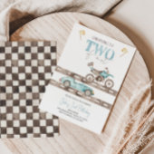 Invitation DEUX Vélos rapide course voiture Anniversaire Invi