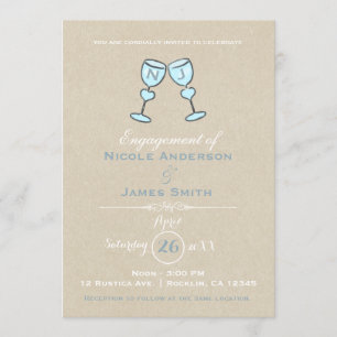 Invitation Deux verres à vin Mariage capricieux Fiançailles