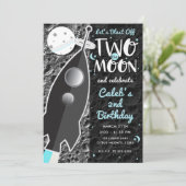Invitation DEUX VERS LA LUNE Fête d'anniversaire de la fusée (Debout devant)
