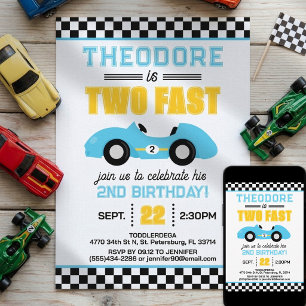 Invitation Deux Voiture de Course Rapide 2ème Anniversaire