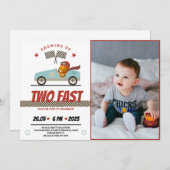 Invitation Deux Voiture De Course Rapide Anniversaire Invitat (Devant / Derrière)