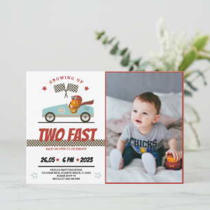 Invitation Deux Voiture De Course Rapide Anniversaire Invitat