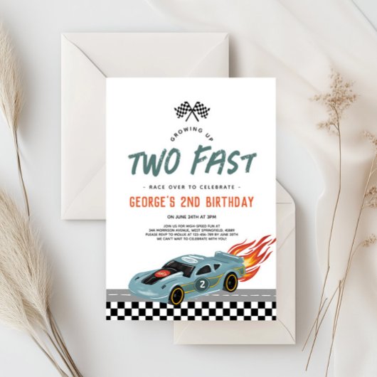 Invitation Deux voitures chaudes d'anniversaire rapides et de