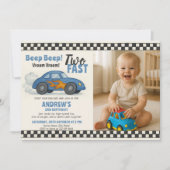 Invitation Deux voitures de course d'anniversaire rapides (Devant)