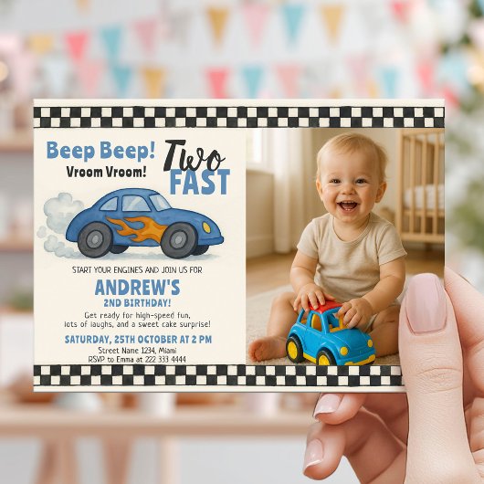 Invitation Deux voitures de course d'anniversaire rapides