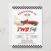 Invitation Deux voitures de course Fast Red Boy 2e anniversai (Devant)