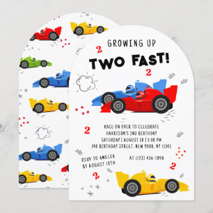 Invitation Deux voitures de course pour enfants de 2e anniver