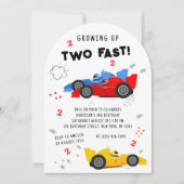Invitation Deux voitures de course pour enfants de 2e anniver (Devant)