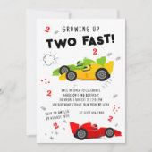 Invitation Deux voitures de course pour enfants de 2e anniver (Devant)