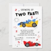 Invitation Deux voitures de course pour enfants de 2e anniver (Devant)