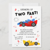Invitation Deux voitures de course pour enfants de 2e anniver (Devant)