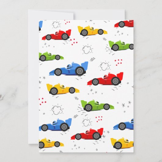 Invitation Deux voitures de course pour enfants de 2e anniver (Dos)