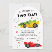 Invitation Deux voitures de course pour enfants de 2e anniver (Devant)