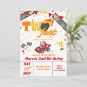 Invitation Deux voitures de course rapide Boy Anniversaire Fê (Debout devant)