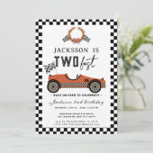 Invitation Deux voitures de course rapide fête d'anniversaire (Debout devant)