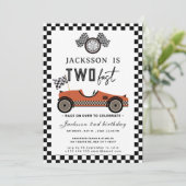 Invitation Deux voitures de course rapide fête d'anniversaire (Debout devant)