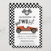 Invitation Deux voitures de course rapide fête d'anniversaire (Devant / Derrière)