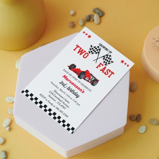 Invitation Deux voitures de course rapide garçon 2e anniversa