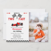 Invitation Deux voitures de course rapide garçon 2e anniversa (Devant)