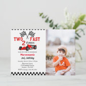 Invitation Deux voitures de course rapide garçons 2e annivers (Debout devant)