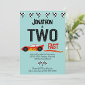 Invitation DEUX voitures de course rapide thème 2ème annivers (Debout devant)