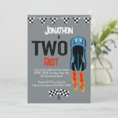 Invitation DEUX voitures de course rapide thème 2ème annivers (Debout devant)