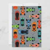 Invitation DEUX voitures de course rapide thème 2ème annivers (Dos)