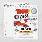 Invitation Deux Voitures de Course Rapides 2ème Anniversaire (Devant / Derrière)