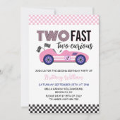 Invitation Deux voitures de course rose rapide deuxième anniv (Devant)