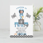 Invitation Deux voitures Fast Blue Race Photo 2e anniversaire (Debout devant)