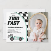 Invitation Deux voitures Fast Green Race Anniversaire Fête In (Devant)
