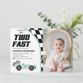 Invitation Deux voitures Fast Green Race Anniversaire Fête In (Debout devant)