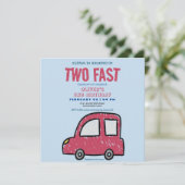 Invitation Deux voitures rapide thème garçon 2ème anniversair (Debout devant)