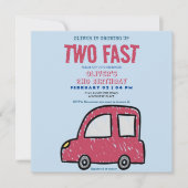 Invitation Deux voitures rapide thème garçon 2ème anniversair (Devant)